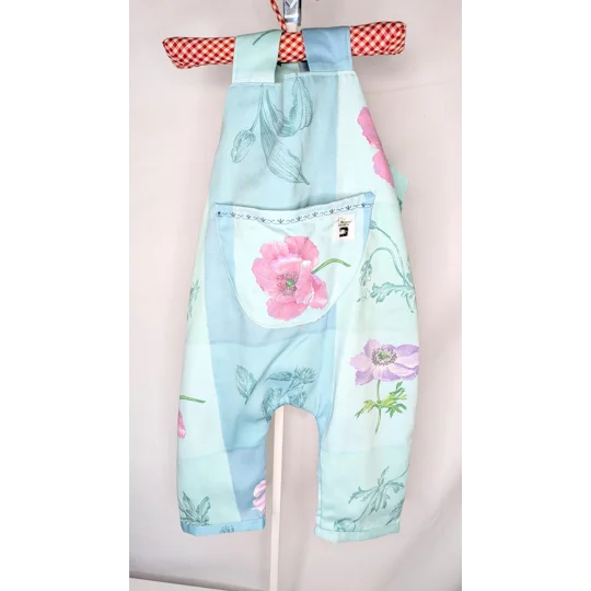 Vintage textiles poppy Print Baby Dungarees (12-18m)