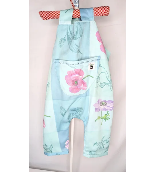 Vintage textiles poppy Print Baby Dungarees (12-18m)