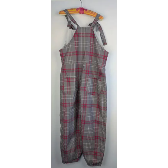 Dungarees size 12-check print- tie top overalls