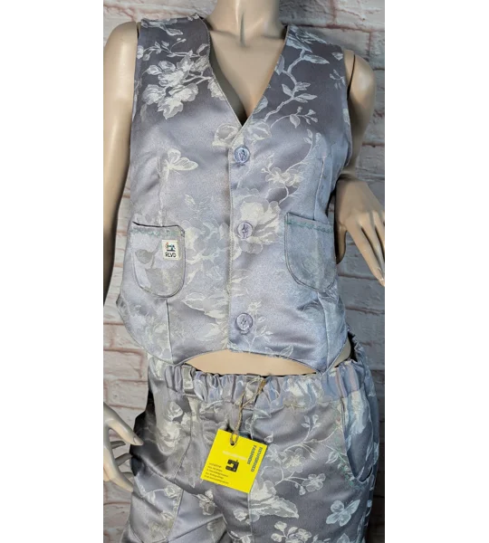waistcoat size s / 12, silver grey embroidered.