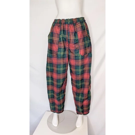 Reworked barrel Leg Trousers: Size 14 amber check pants
