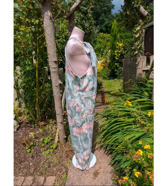 Dungarees size 10 floral, reworked upcycled textiles