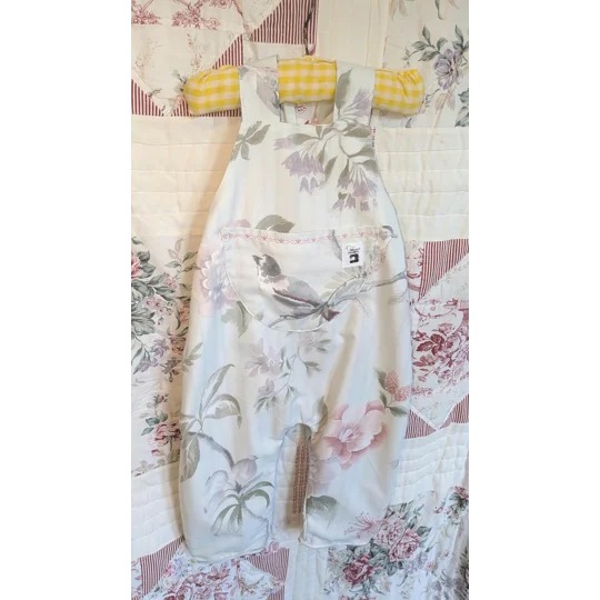 Floral birds Baby Dungarees, Upcycled Kids Overalls (18-24y)
