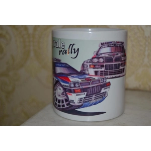 koolart Lancia Delta Rally Car 10oz white ceramic mug