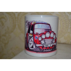 koolart Mini  Rally Car 10oz white ceramic mug