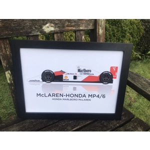 A3/a4 framed Classic F1 McLaren Honda MP4-6 (1991) artwork
