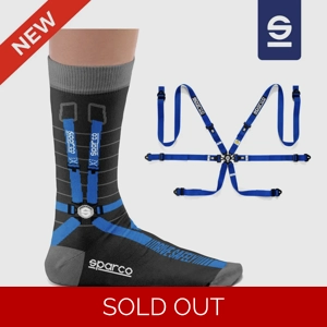 Fantastic Sparco harness inspired socks from heel and tread