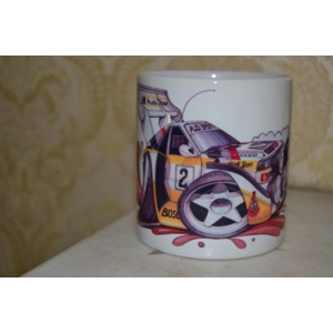 kollart Quattro Koolart Rally Car 10oz white ceramic mug