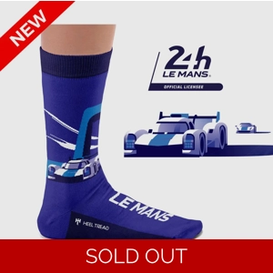 Le Mans race inspired socks from heel and tread