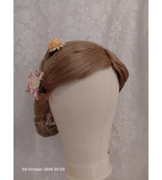 Rapunzel Inspired Deluxe Detachable Wig Full Set Base Individually Tulle Wrap Braid Lights & Flowers
