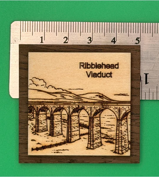 Ribblehead Viaduct Fridge Magnet | 5cm Laser-Engraved Wood Souvenir | Yorkshire Dales Gift | UK Disp