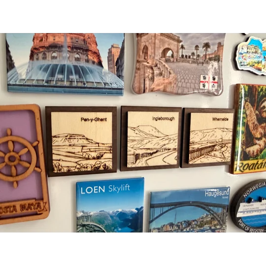 Handmade Laser-Engraved Yorkshire 3 Peaks Fridge Magnets | Dales Souvenir Gift (5cm) | UK Dispatch |