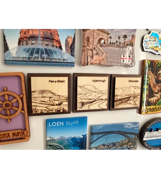 Handmade Laser-Engraved Yorkshire 3 Peaks Fridge Magnets | Dales Souvenir Gift (5cm) | UK Dispatch |
