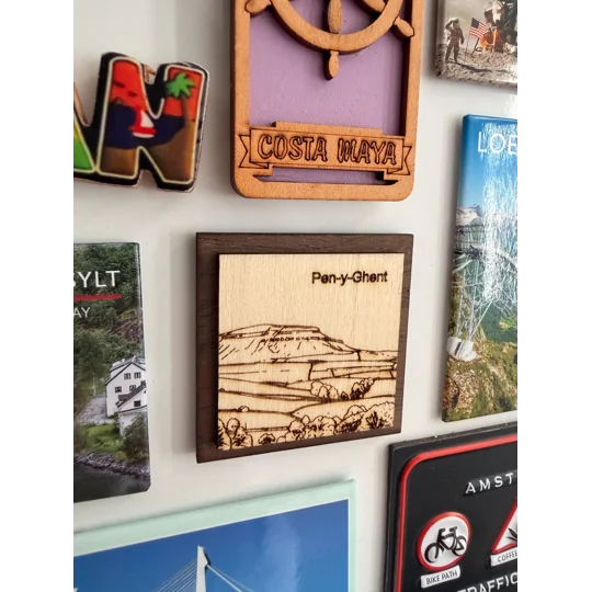 Handmade Laser-Engraved Yorkshire 3 Peaks Fridge Magnets | Dales Souvenir Gift (5cm) | UK Dispatch |