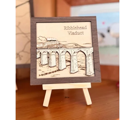 Handmade Ribblehead Viaduct Wooden Artwork | Settle & Carlisle Railway 150th Anniversary (Laser Engr