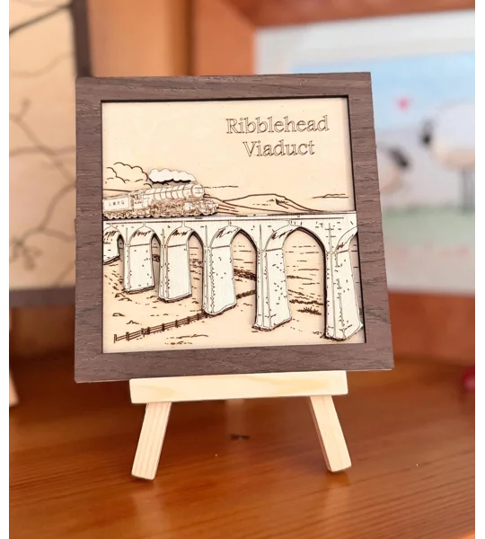 Handmade Ribblehead Viaduct Wooden Artwork | Settle & Carlisle Railway 150th Anniversary (Laser Engr