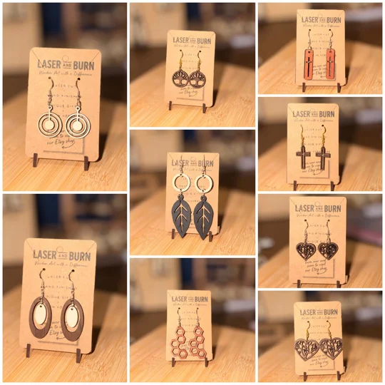 Handmade Laser Cut Wooden Earrings | Choose Your Design | Natural Wood & Lightweight