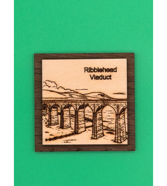 Ribblehead Viaduct Fridge Magnet | 5cm Laser-Engraved Wood Souvenir | Yorkshire Dales Gift | UK Disp