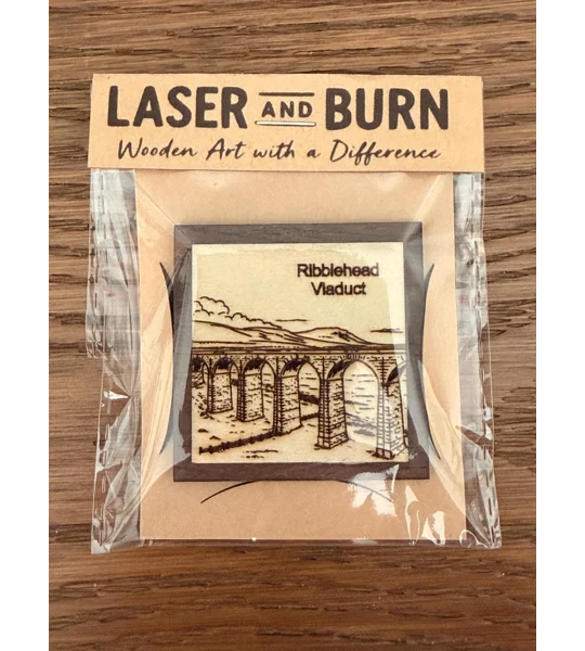 Ribblehead Viaduct Fridge Magnet | 5cm Laser-Engraved Wood Souvenir | Yorkshire Dales Gift | UK Disp