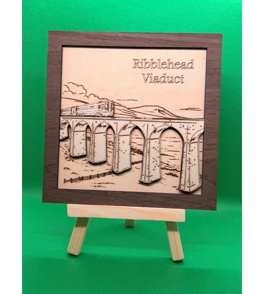 Handmade Ribblehead Viaduct Wooden Artwork | Settle & Carlisle Railway 150th Anniversary (Laser Engr