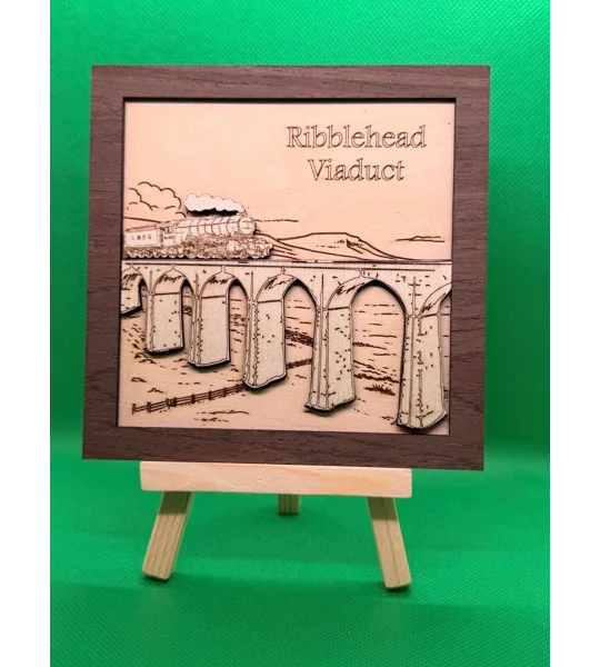 Handmade Ribblehead Viaduct Wooden Artwork | Settle & Carlisle Railway 150th Anniversary (Laser Engr