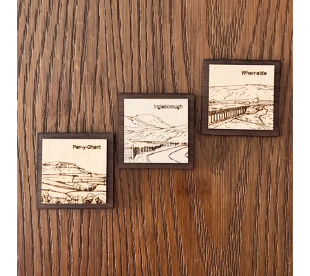 Handmade Laser-Engraved Yorkshire 3 Peaks Fridge Magnets | Dales Souvenir Gift (5cm) | UK Dispatch |