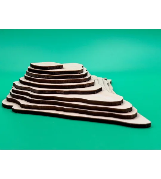 Ingleborough 3D Topographic Wooden Art | Yorkshire Dales Layered Map | Handmade Laser Engraved Hill