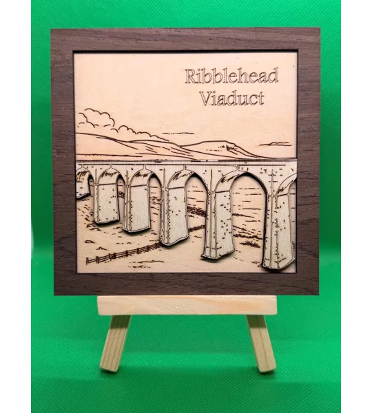 Handmade Ribblehead Viaduct Wooden Artwork | Settle & Carlisle Railway 150th Anniversary (Laser Engr