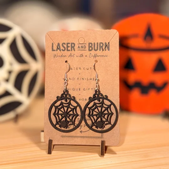 Halloween Wooden Earrings — Ghost / Witch / Pumpkin / BOO / Spider Web / Cat | Laser Cut | UK Made