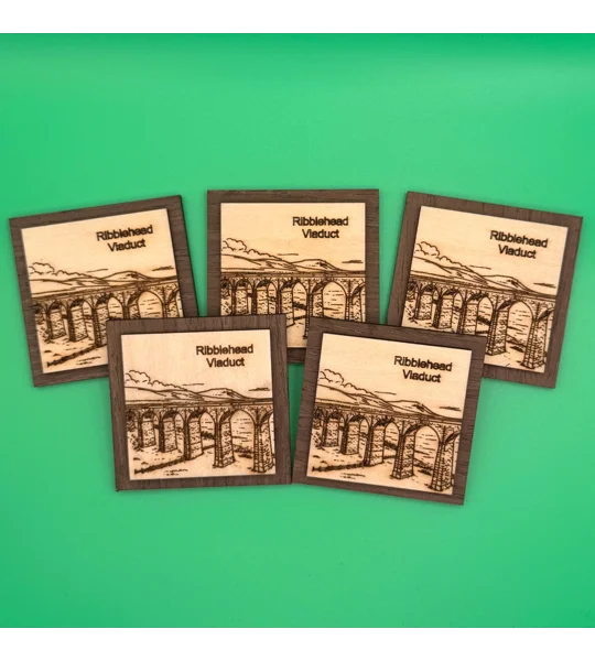 Ribblehead Viaduct Fridge Magnet | 5cm Laser-Engraved Wood Souvenir | Yorkshire Dales Gift | UK Disp