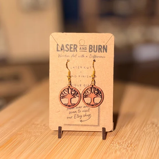 Handmade Laser Cut Wooden Earrings | Choose Your Design | Natural Wood & Lightweight