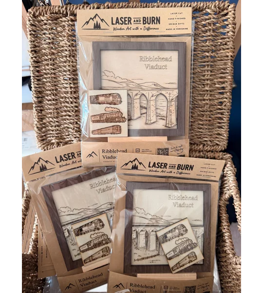 Handmade Ribblehead Viaduct Wooden Artwork | Settle & Carlisle Railway 150th Anniversary (Laser Engr
