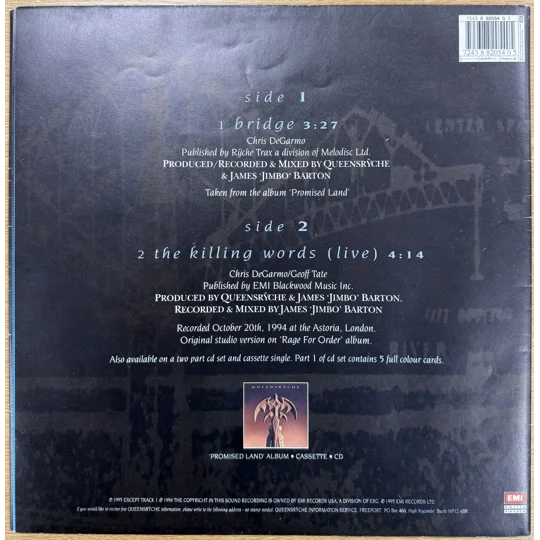 Queensrÿche – Bridge (1995) UK 7" Picture Disc + Original Giant Poster