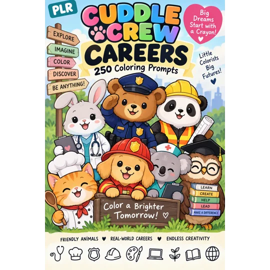 PLR Cuddle Crew Careers - 250 Coloring Prompts