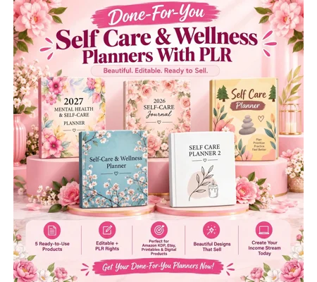 DFY Self-Care & Wellness Planner Canva Templates - PLR