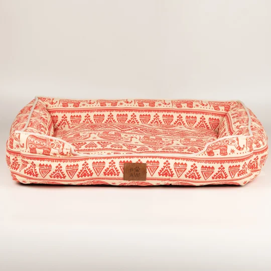 PAW Bed – Lucky Elephant – Red – 60 × 50 × 14cm