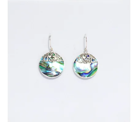 Shell & Silver Earrings - Classic Disc - Abalone