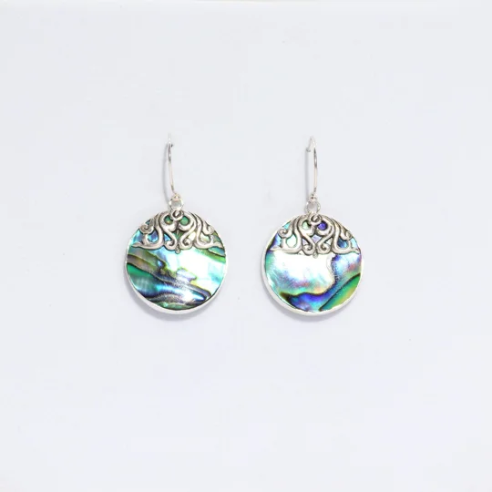 Shell & Silver Earrings - Classic Disc - Abalone