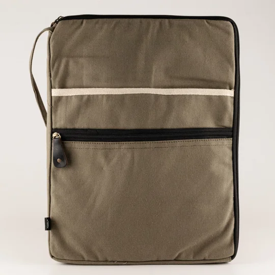 Canvas Large Laptop Pouch - Olive
