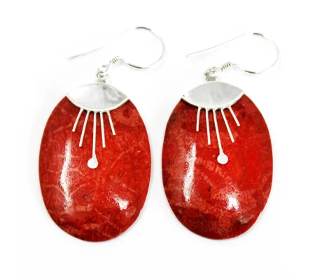 925 Silver Earrings - Oval Décor