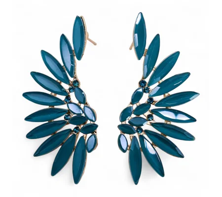 Teal Green - Vintage Glass - Angel Wings - Earrings