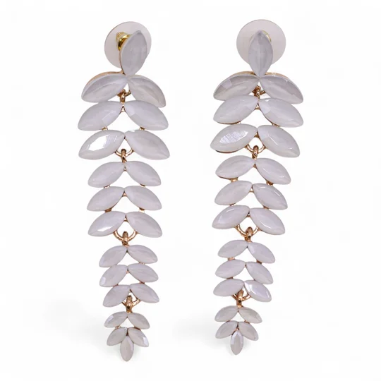 Pearl - Vintage Glass - Long Drop - Earrings