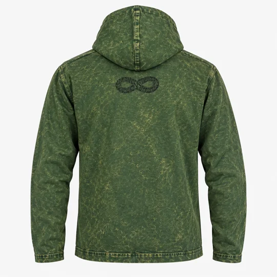 Med Stone Washed Hoody Shirt Kangaroo Pocket -Vintage Teal