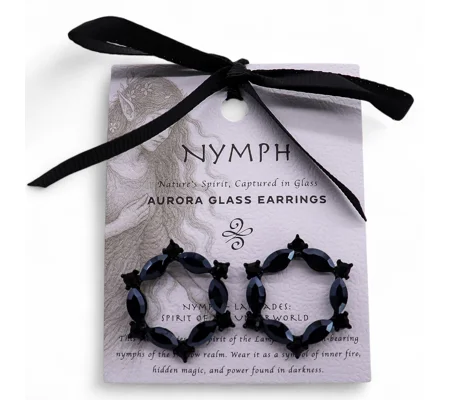 Jet Black - Vintage Glass - Loop - Earrings