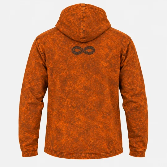 Med Stone Washed Hoody Shirt Kangaroo Pocket - Burnt Orange