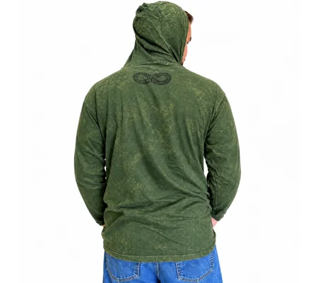 XLarge Stone Washed Hoody Shirt Kangaroo Pocket - Vintage Teal
