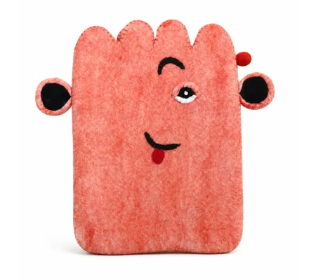 Felt Laptop Pouch (up to 14") - Pink Cute Face