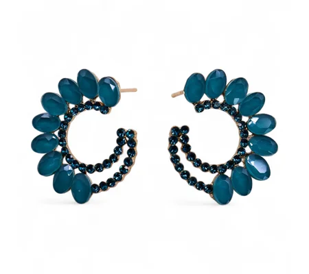 Teal Green - Vintage Glass - Loop - Earrings