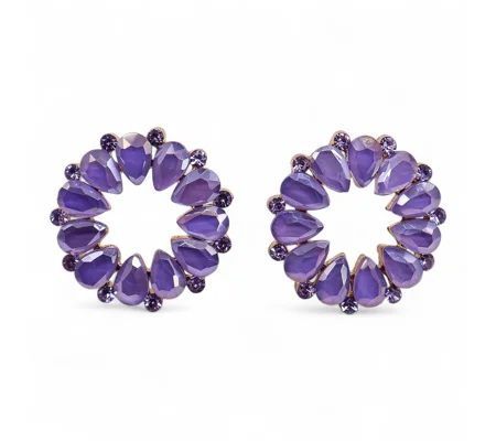Lavender - Vintage Glass - Loop - Earrings