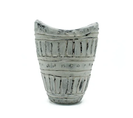 Wide Neck Shaped Vase - Cream 22cm